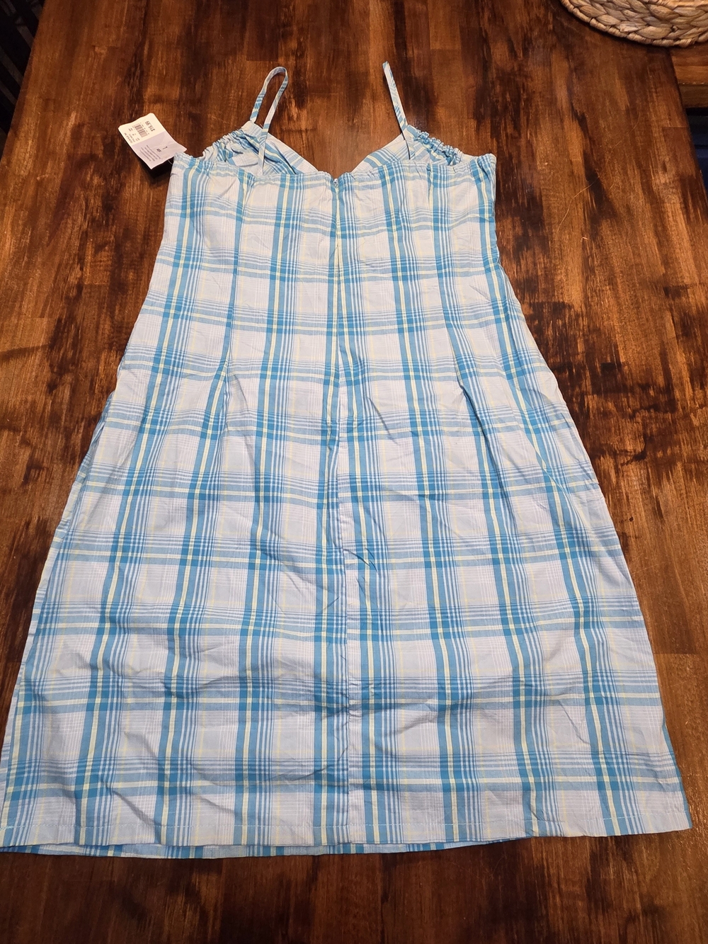 Vintage Xhilaration Babydoll Dress Blue/Green L  Seersucker Plaid Retro Y2K - Picture 7 of 7